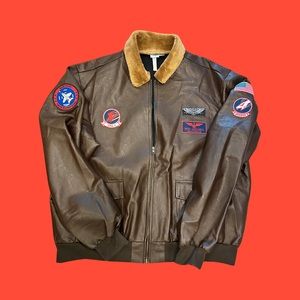 Top Gun Maverick Bomber Jacket Costume, Faux Leather, Men’s size XXL Like New